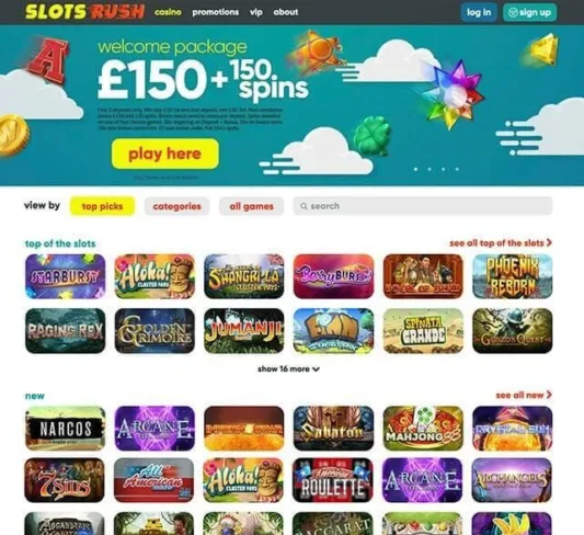 Slots Rush Casino Homepage