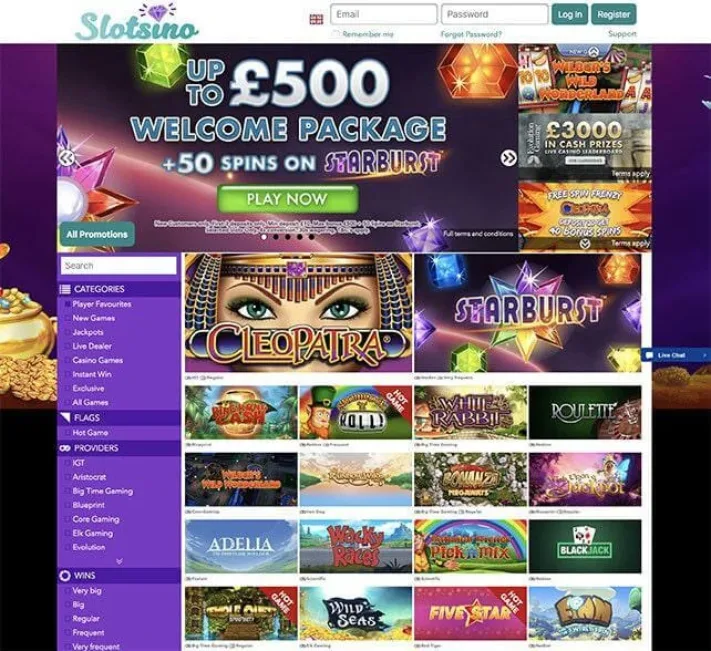 Slotsino Casino Homepage