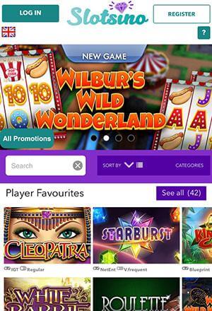 Slotsino Casino Mobile Screen
