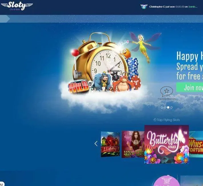 Sloty Casino Homepage Front