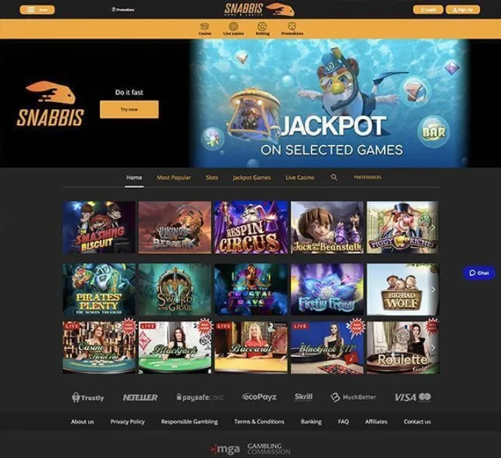 Snabbis Casino Homepage