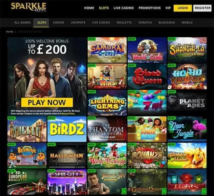 Sparkle Slots Casino Games Selection