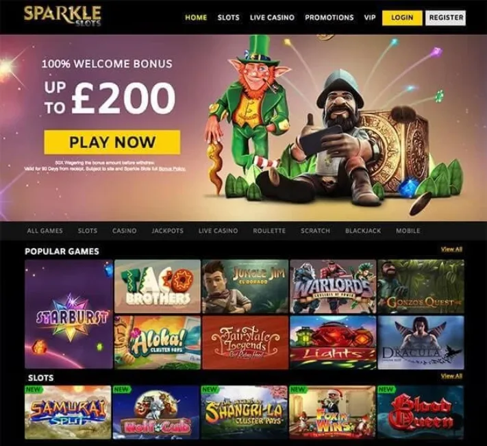 Sparkle Slots Casino Homepage