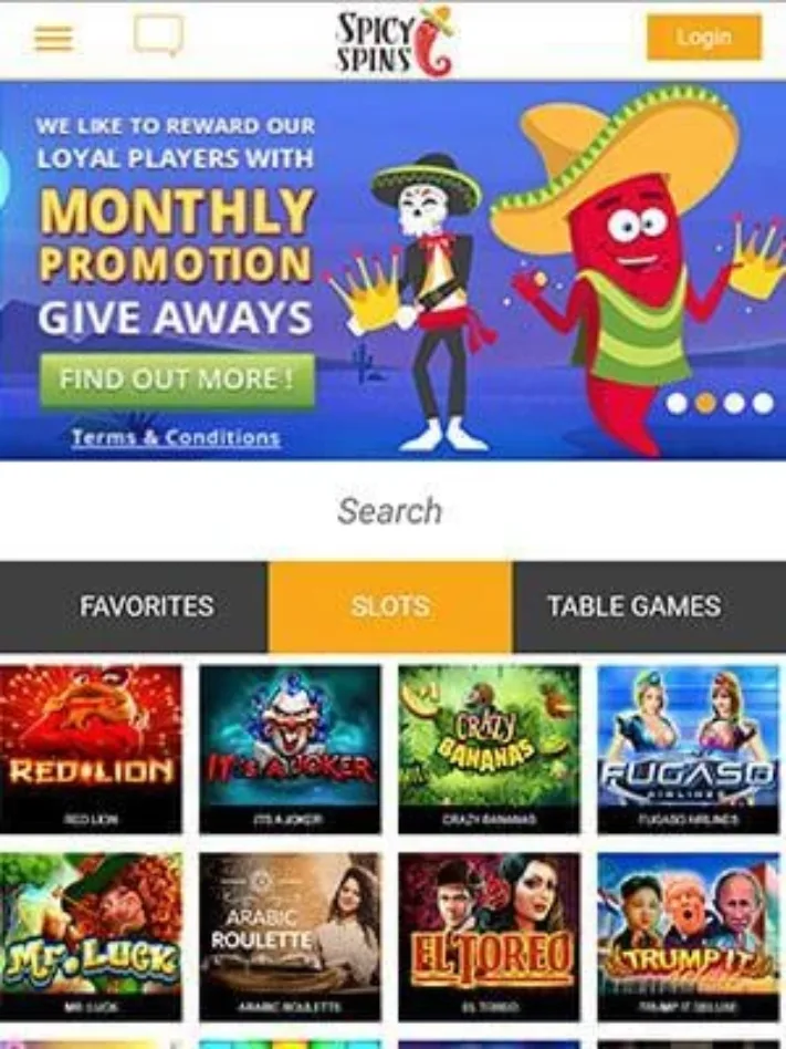 Spicy Spins Casino on Mobile App