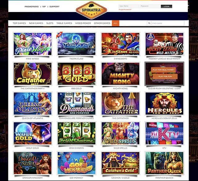 Spinatra Casino Games
