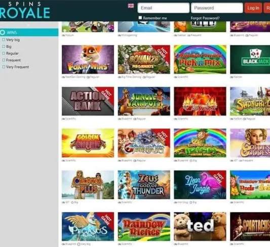 Spins Royale Casino Games Selection