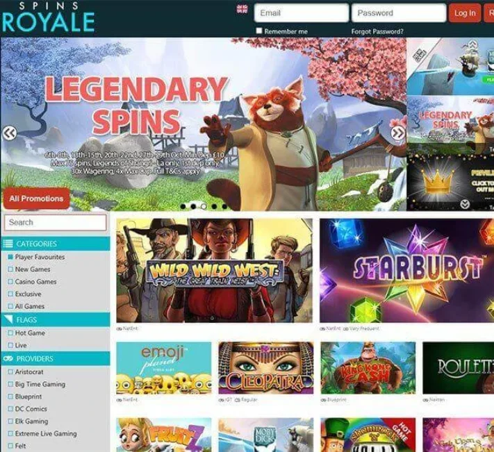 Spins Royale Homepage Casino