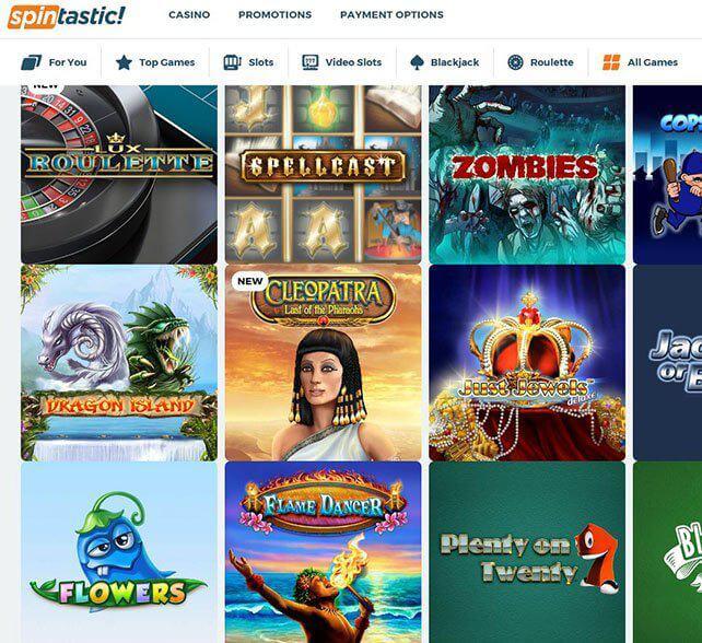 Spintastic Casino Games Selection