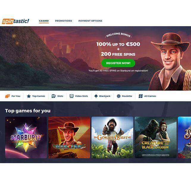 Spintastic Casino Homepage