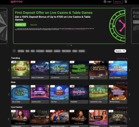 SpinYoo Casino homepage