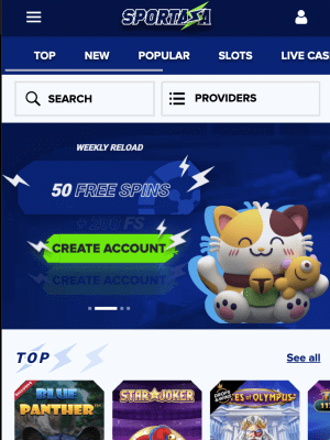 Sportaza Casino games on mobile
