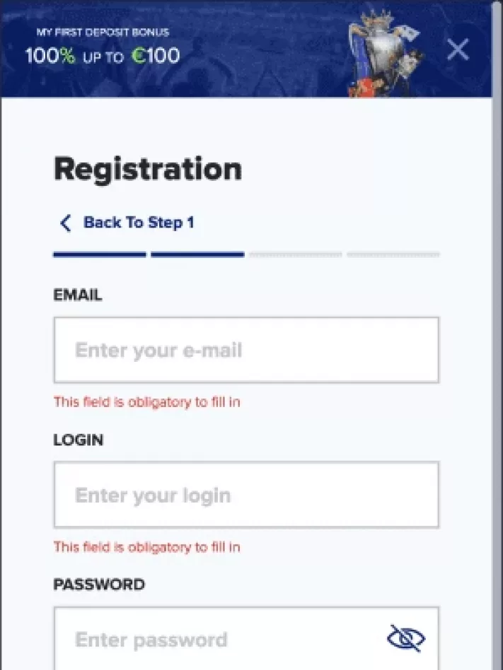 Sportaza Casino registration on mobile