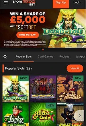 Sportnation Casino Mobile Screen