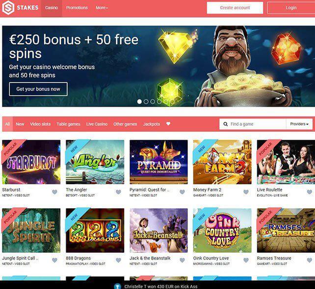 Stakes Casino Homepage
