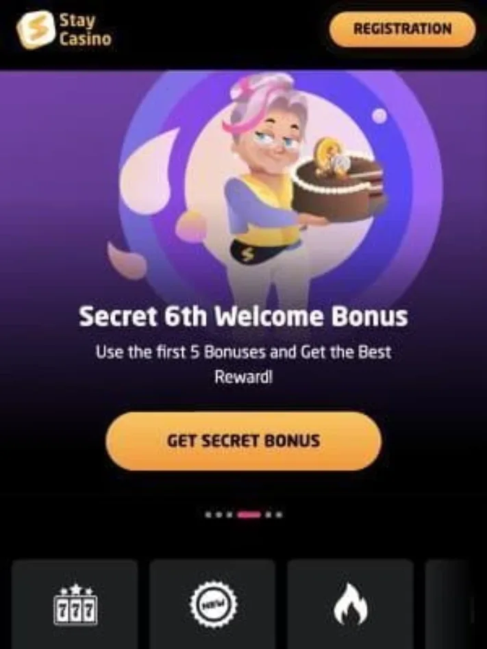 StayCasino homepage on mobile