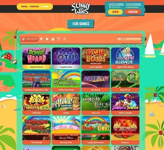 Sunny Wins Casino Games Selection