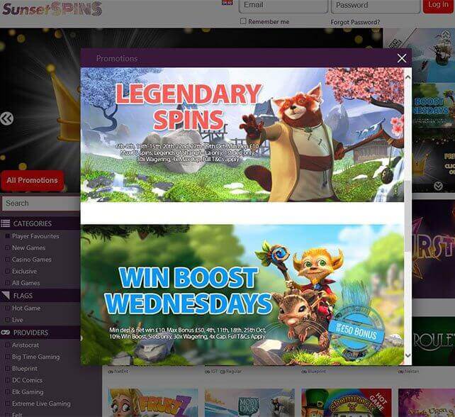 Sunset Spins Casino on Mobile App