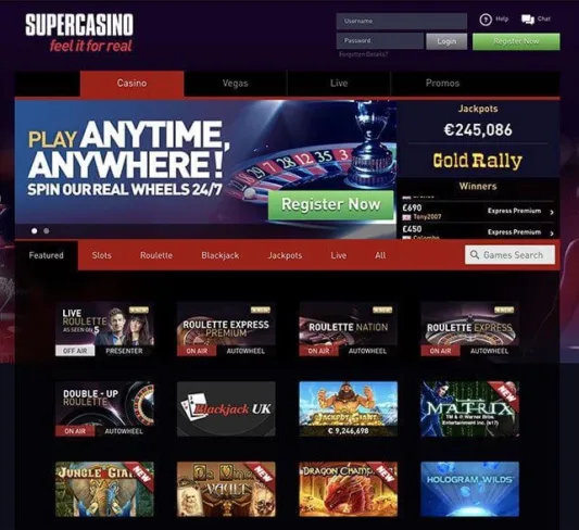 SuperCasino Homepage