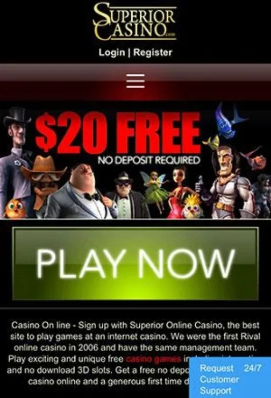 Superior Casino Mobile Screen
