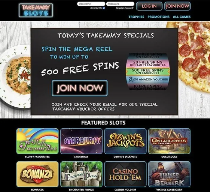 Takeaway Slots Casino Homepage