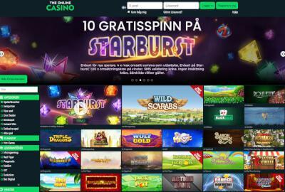 The Online Casino startsida spelminiatyrbilder