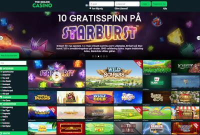 The Online Casino startsida spelminiatyrbilder