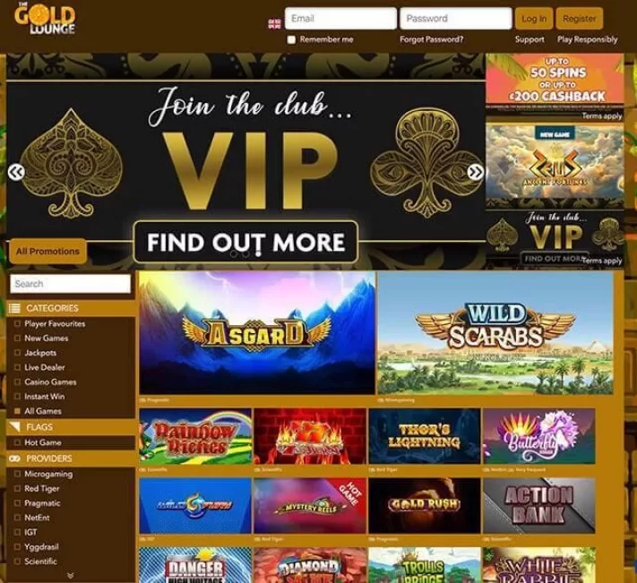 The Gold Lounge Casino Games Selection