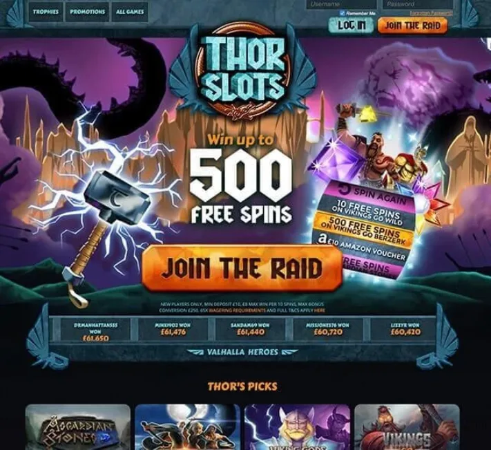 Thor Slots Casino Homepage