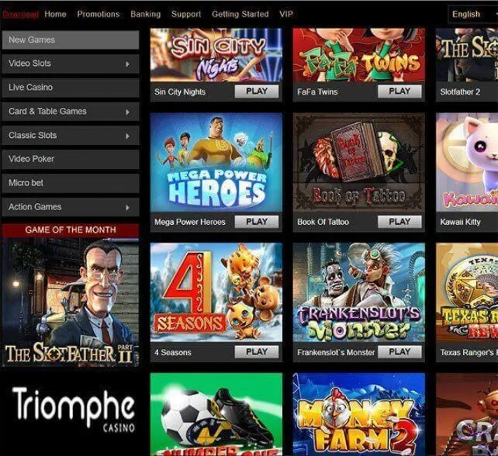 Triomphe Casino Games Selection