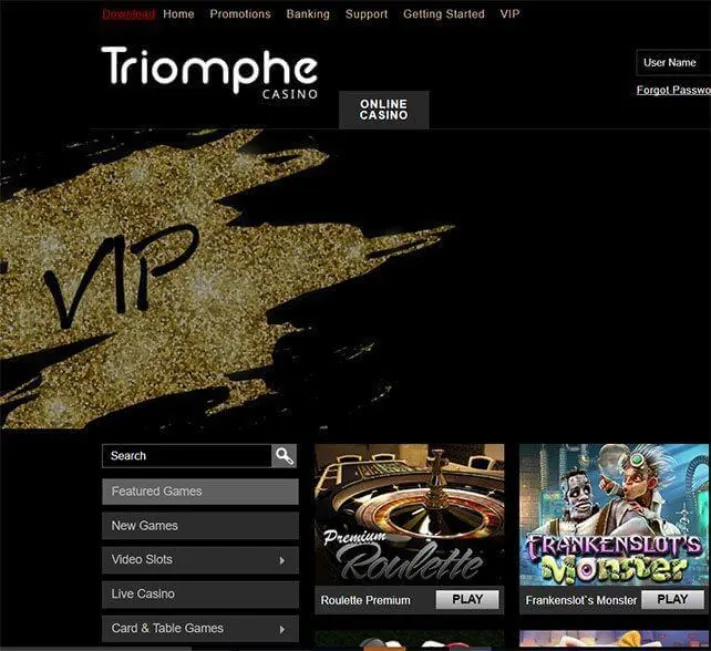 Triomphe Casino Homepage