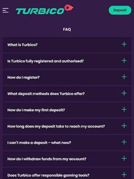Turbico FAQ on Mobile App