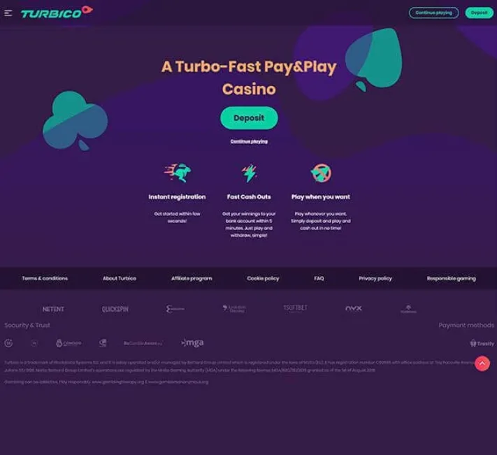 Turbico Casino Homepage