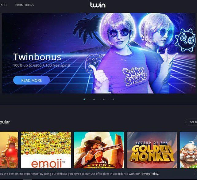 Twin Casino Homepage Screenshot