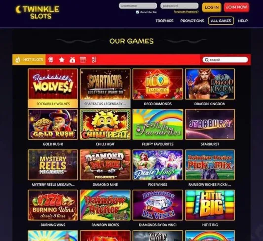 Twinkle Slots Casino Games Selection