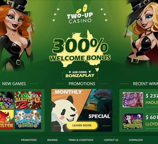 Two Up Casino Homepage
