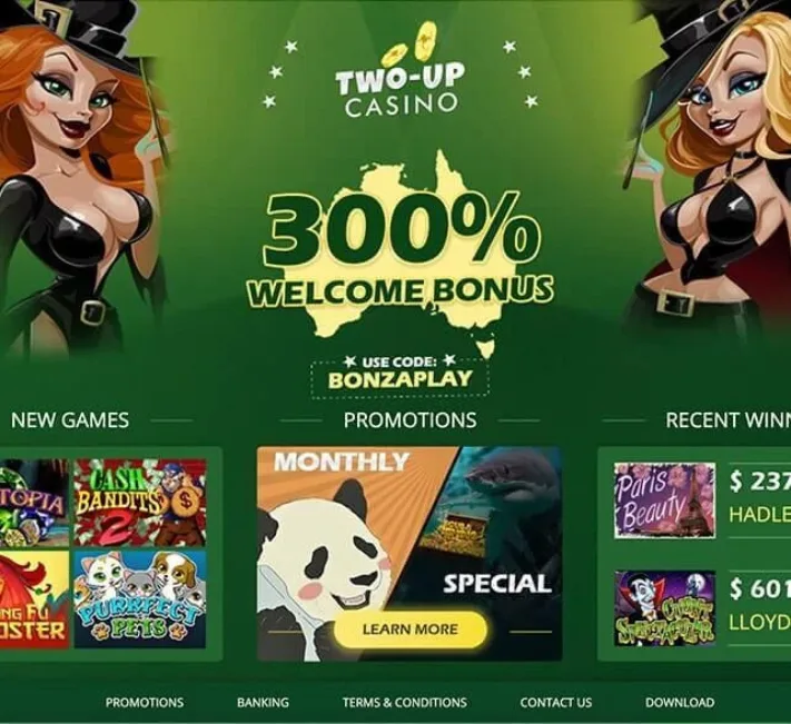 Two Up Casino Homepage