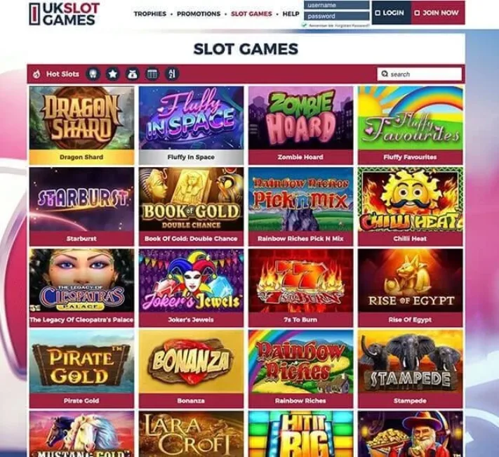 UK Slot Games Game Selection