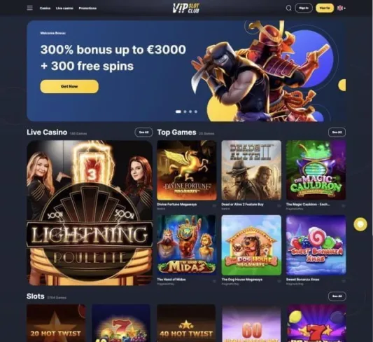 VIPSlotClub Casino homepage