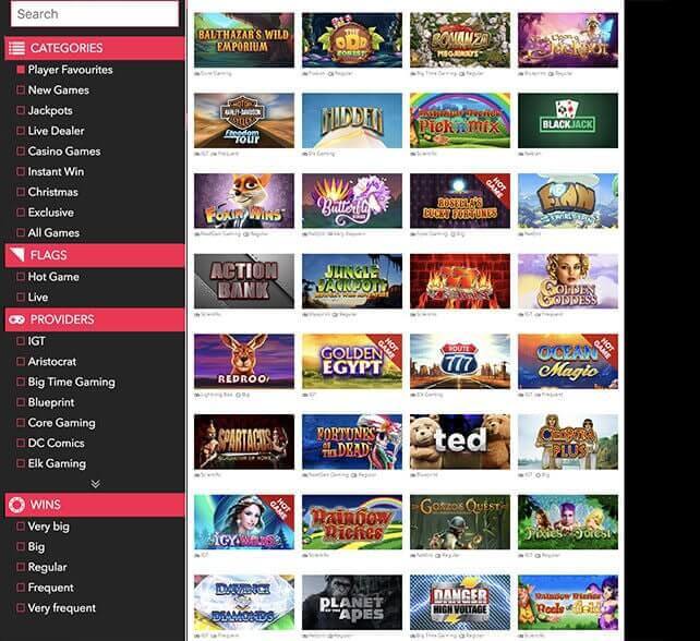 Vegazino Games Selection