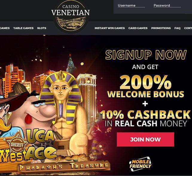 Venetian Casino Homepage