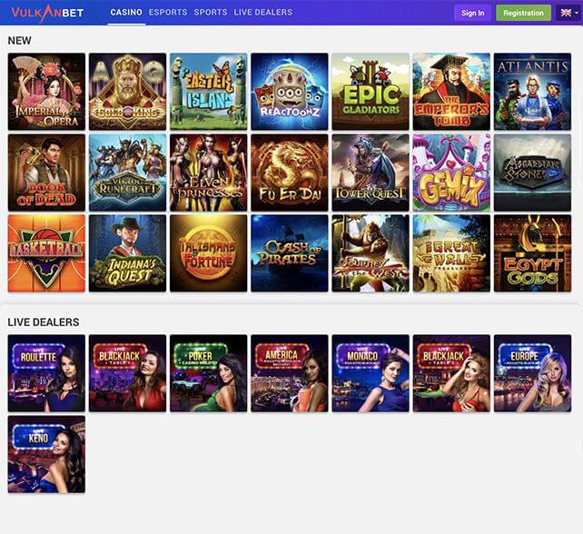 Vulkan Bet Casino Games