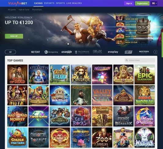 Vulkan Bet Casino Homepage
