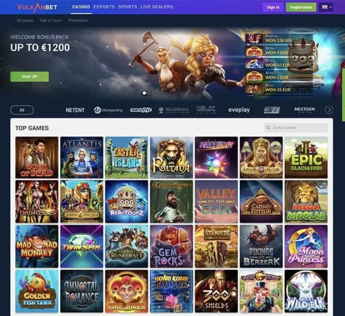 Vulkan Bet Casino Homepage