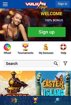 Vulkan Vegas Casino Homepage