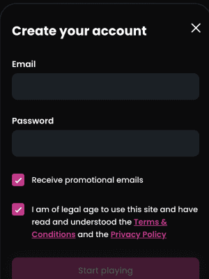WOWCasino registration on mobile