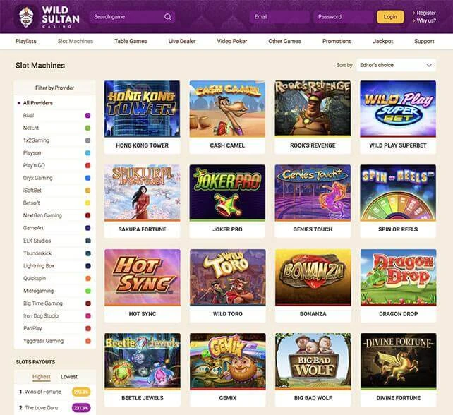 Wild Sultan Casino Games