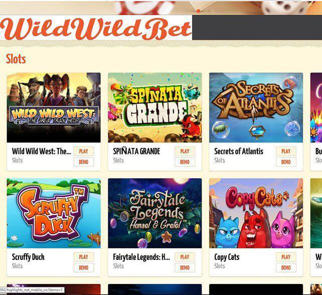 Wild Wild Bet Games Selection