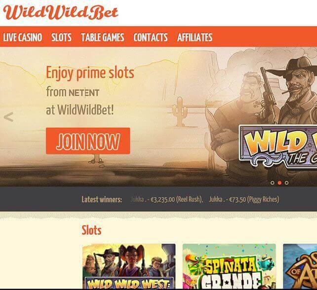WildWildBet Casino Homepage Screenshot