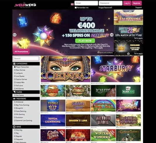 Wild Wins Casino Homepage