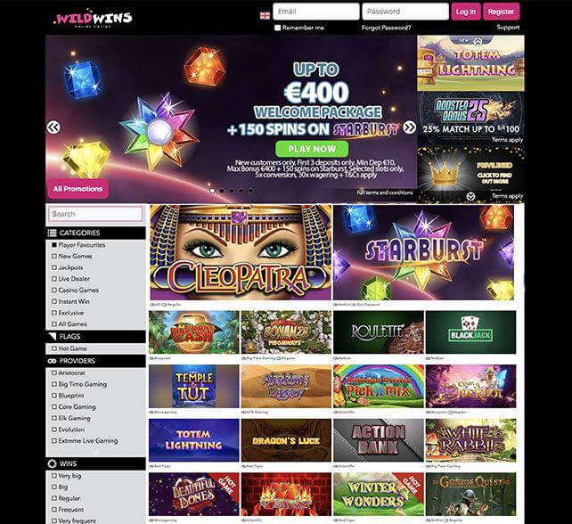 Wild Wins Casino Homepage